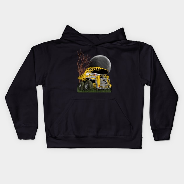 dump truck on halloween Kids Hoodie by damnoverload